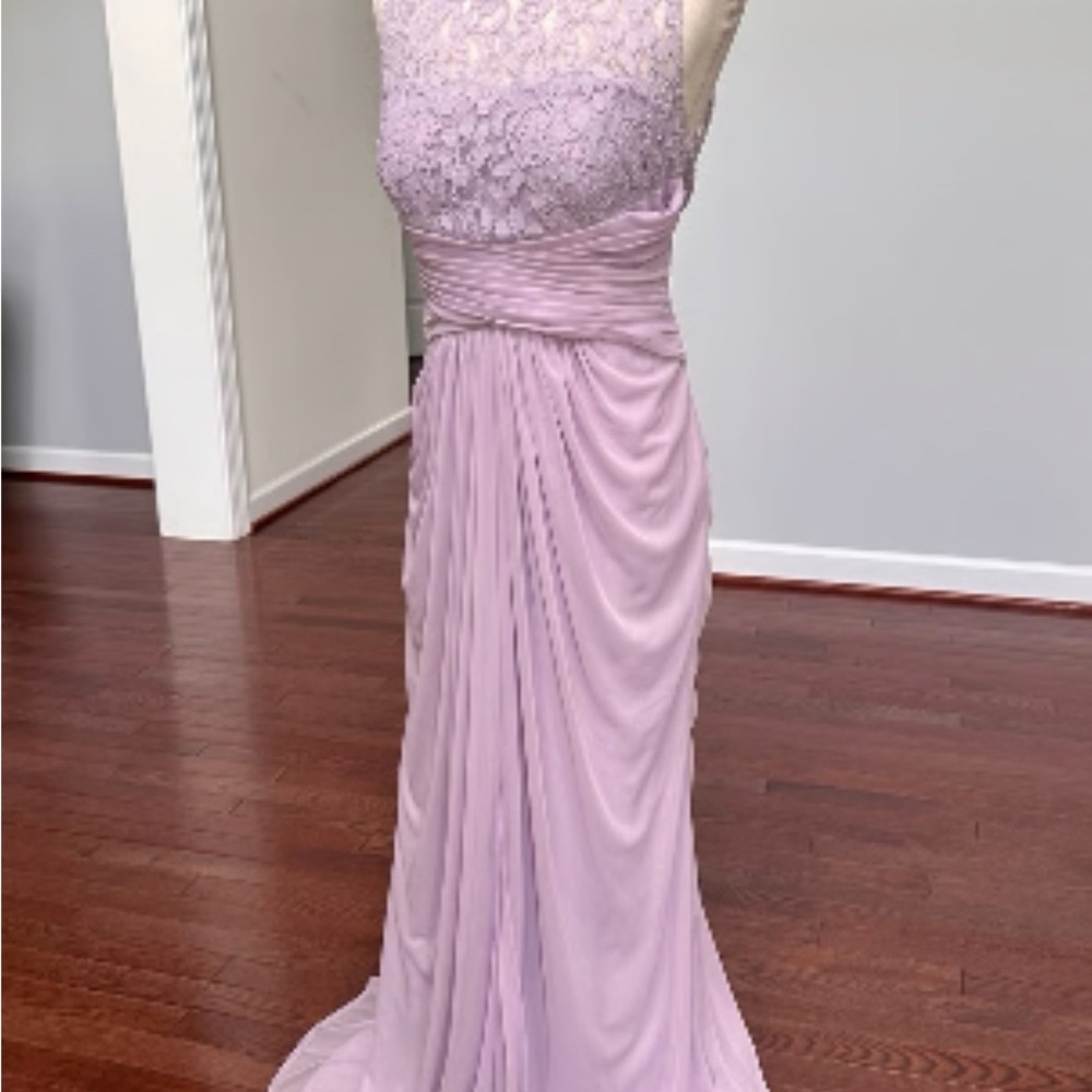 David’s Bridal Alfred Angelo Rose Gold Long Formal Lace Bridesmaid Dress 12 EUC
